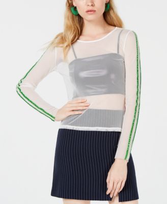 PROJECT 28 NYC - Mesh Striped-Sleeve Top