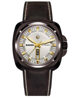 Rado - Men's Swiss Automatic Tradition HyperChrome 16161 Black Leather Strap Watch 46mm