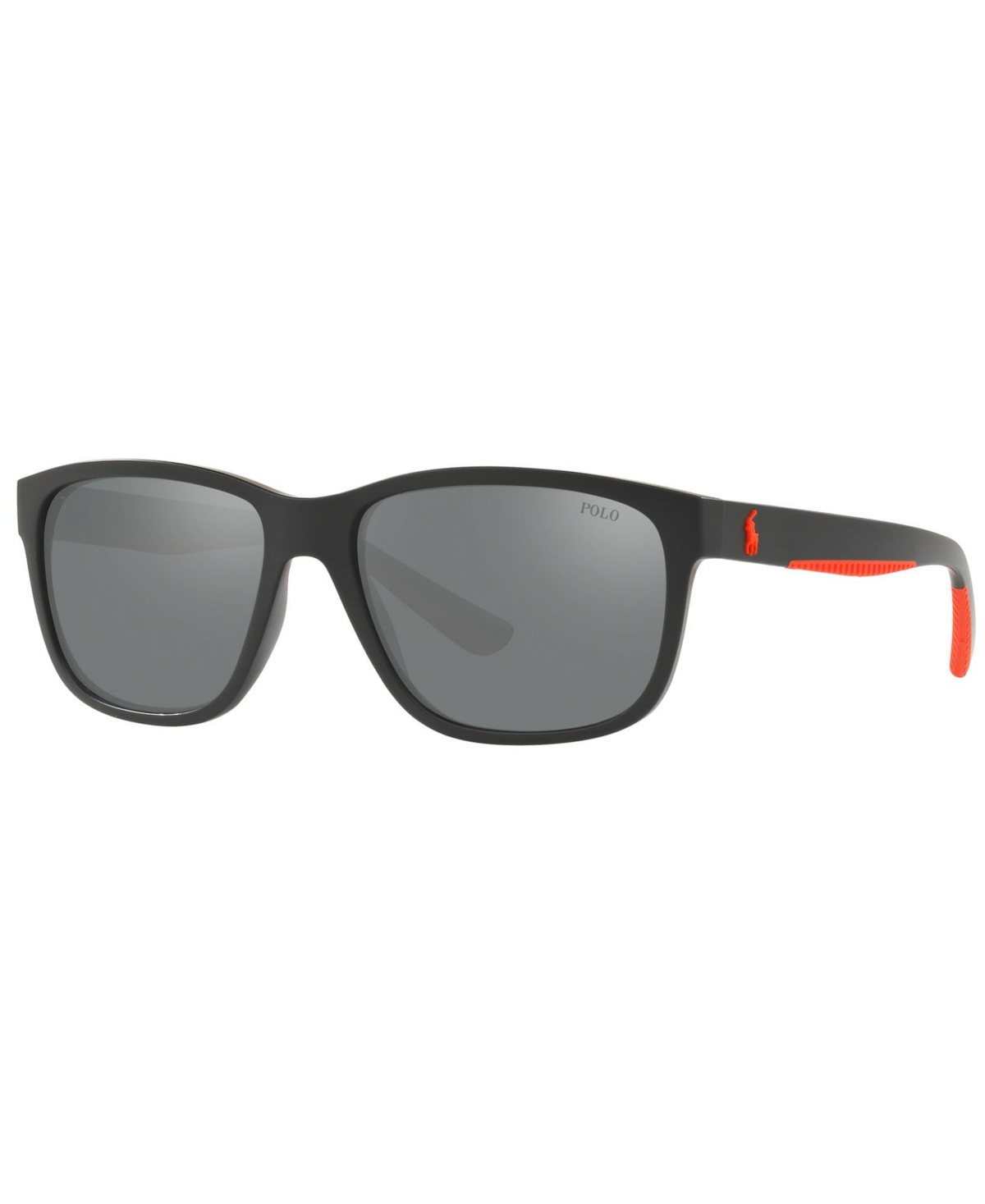 Shop Polo Ralph Lauren Sunglasses, Ph4142 57 In Matte Black,silver Mirror