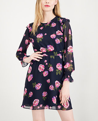 Maison Jules Printed Smocked Fit & Flare Dress, Created for Macy's - Macy's