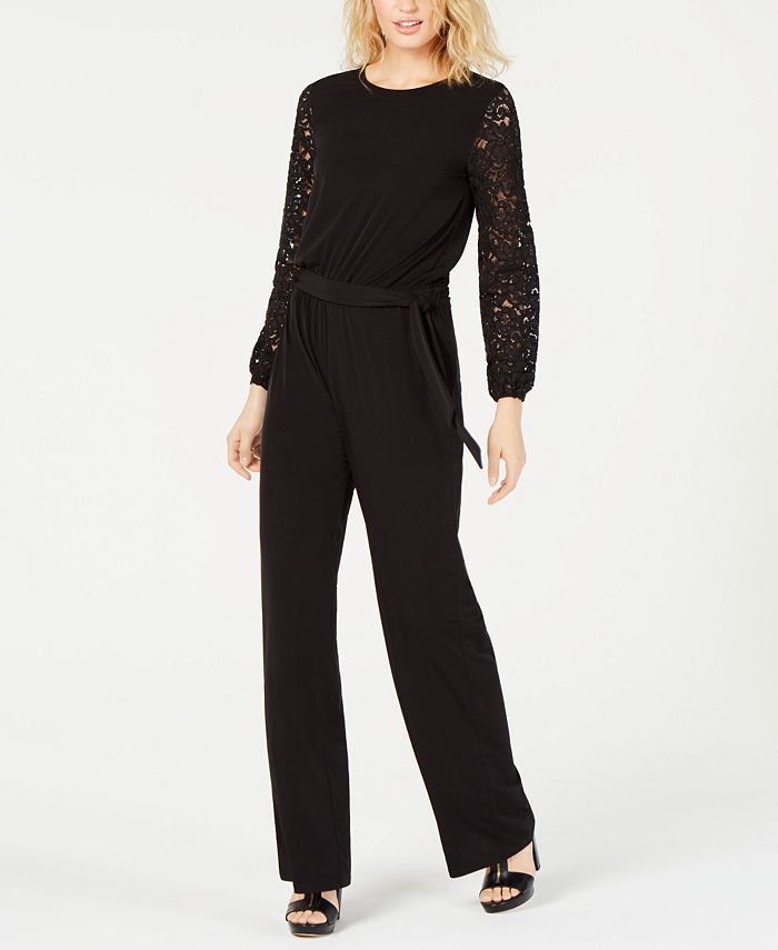 Michael Kors Lace-Sleeve Jumpsuit, in Regular and Petite Sizes ...