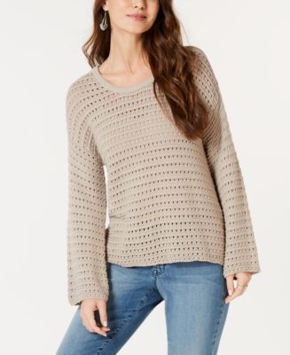 Style & Co Women's Pointelle Trim Marled Tunic Sweater Blue Size X-Large