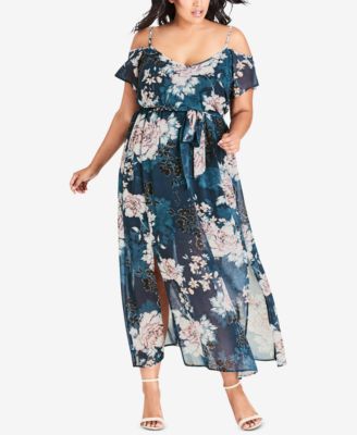 City Chic - Plus Size Cold-Shoulder Maxi Dress
