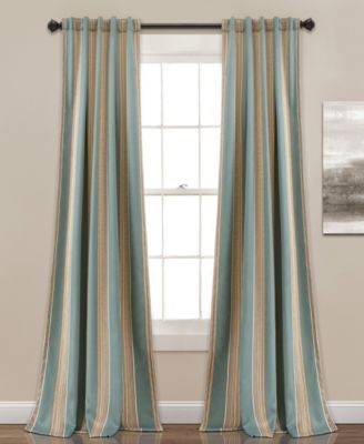 Lush Decor Julia Stripe Light Filtering Window Curtain Panels Pair 52"W x 84"L Red - Striped Curtains for Bedroom - Living Room Curtains