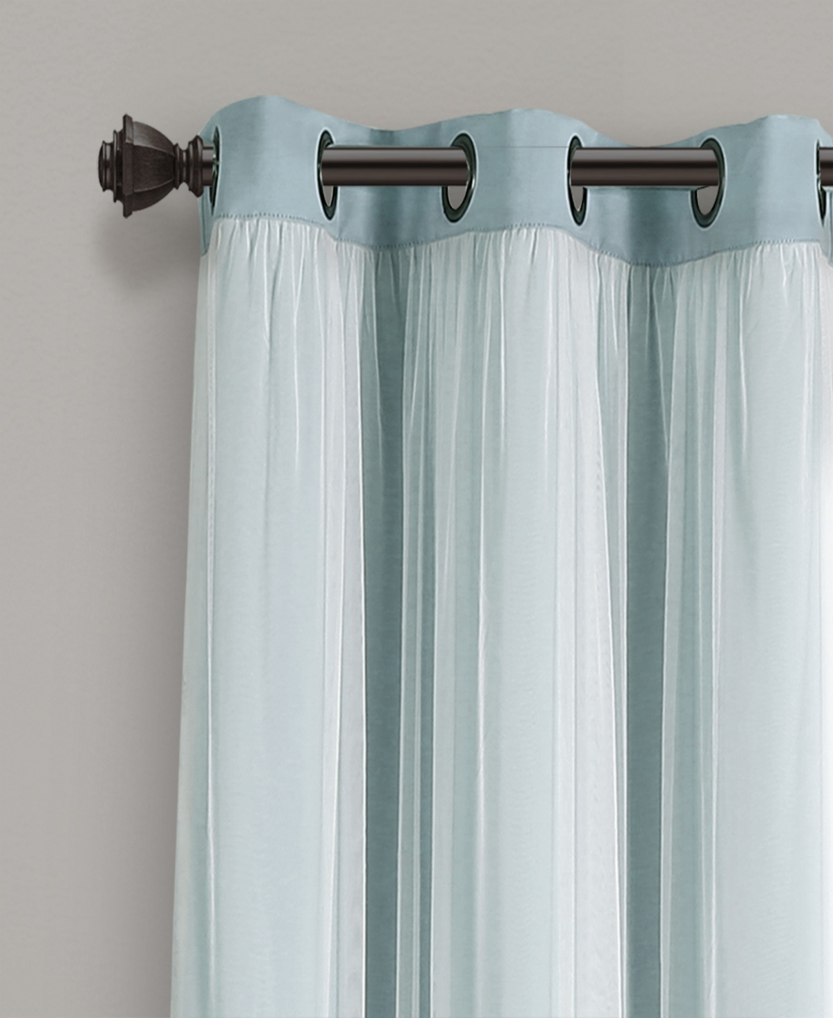 Solid and Sheer Layered 38" x 84" Blackout Curtain Set