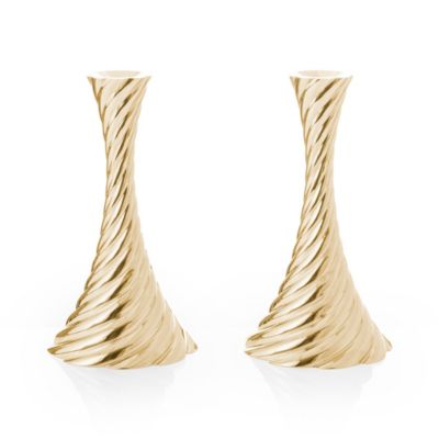 Twist Gold Candleholders, Set of 2