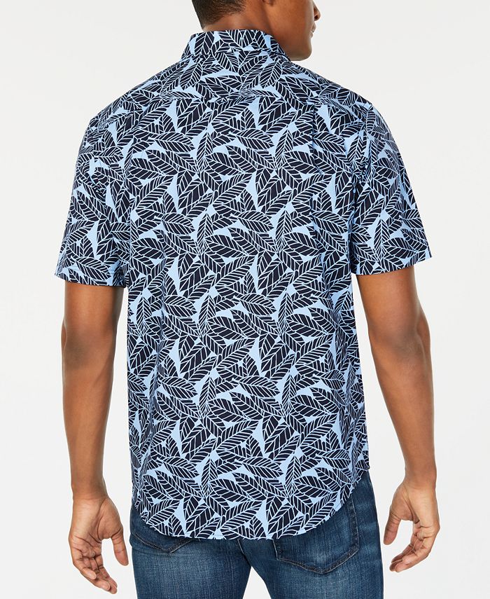 Club Room Men's Leaf Print Short Sleeve Shirt, Created for Macy's - Macy's