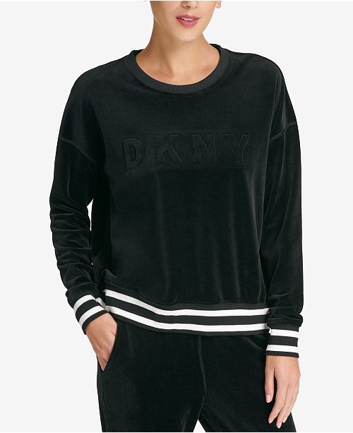 DKNY Sport Velour EmbossedLogo Top & Reviews Tops Women Macy's
