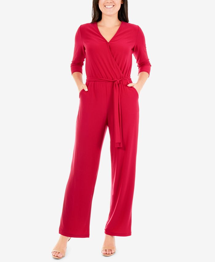 NY Collection Petite Wrap Jumpsuit - Macy's