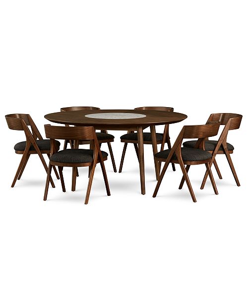 Oslo Dining Furniture 7 Pc Set Lazy Susan Table 6 Side Chairs Created For Macy S