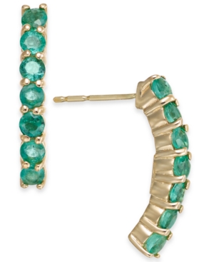 image of Emerald Curved Drop Earrings (1-1/8 ct. t.w.) in 14k Gold