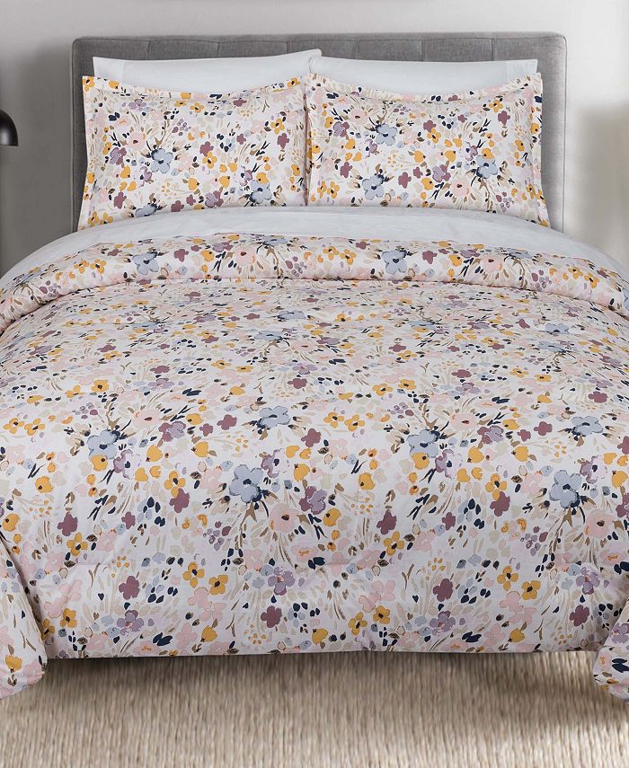 Nouvelle Home Floral Splatter Full/Queen Comforter Set - Macy's