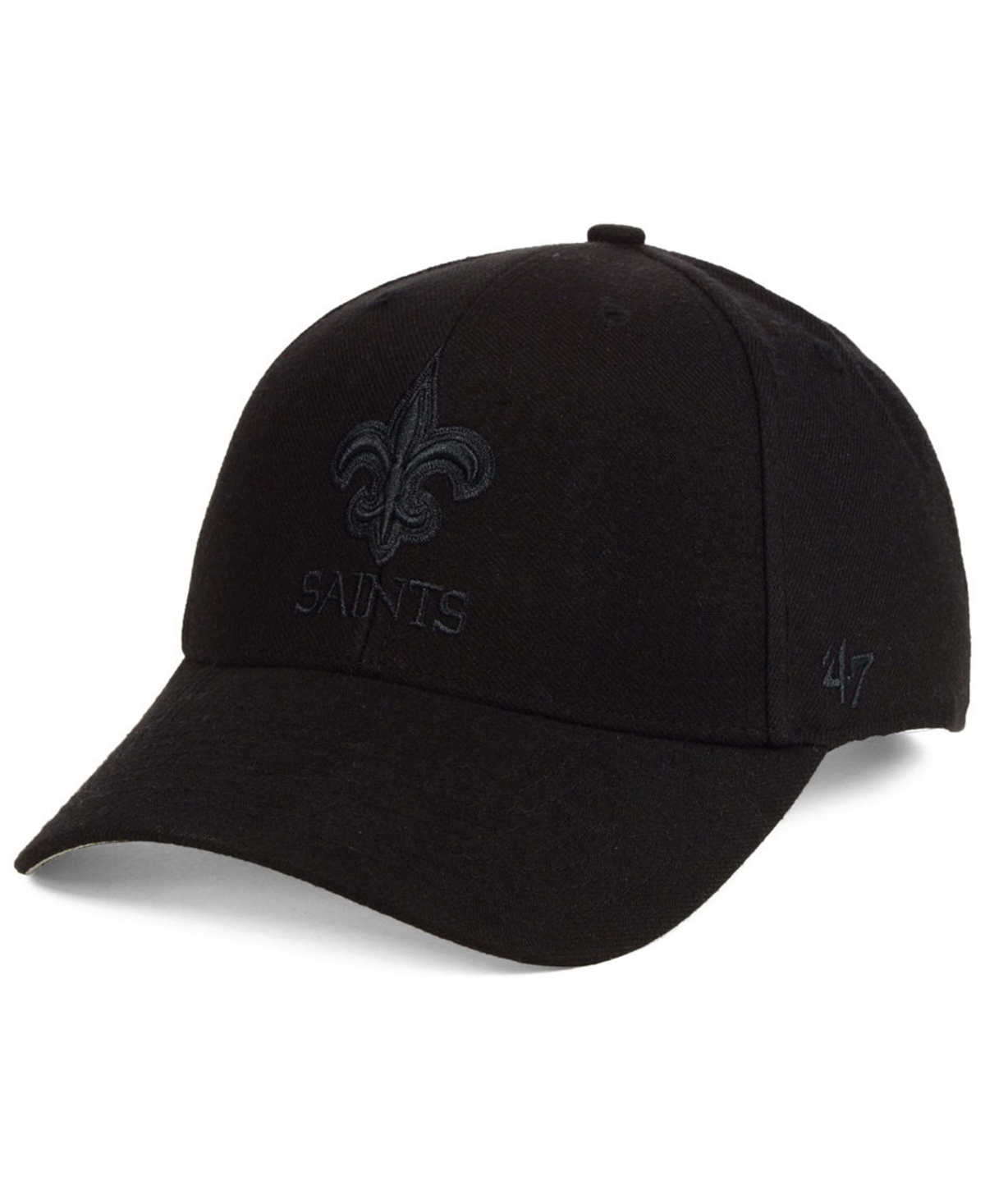 47 Brand New Orleans Saints Black & Black Mvp Strapback Cap In Black,black