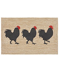 Liora Manne Front Porch Indoor/Outdoor Roosters Neutral 2' x 3' Area Rug