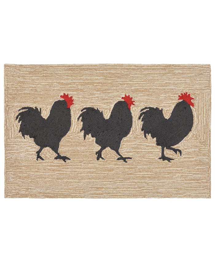 Liora Manne' Liora Manne Front Porch Indoor/Outdoor Roosters Neutral 2