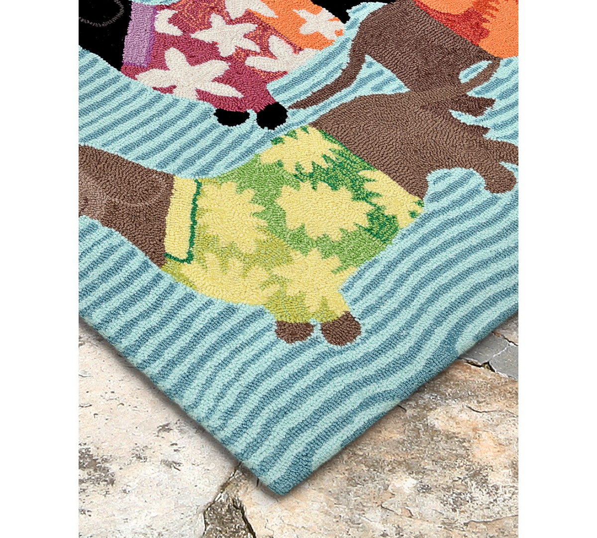Liora Manne Front Porch Indoor/Outdoor Tropical HoundsArea Rug - Multi