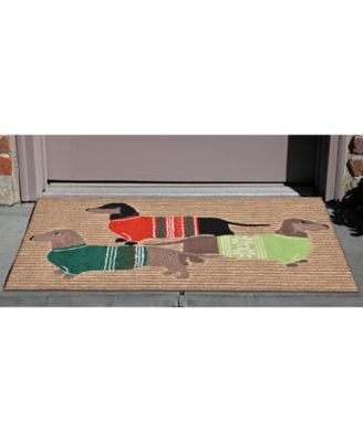 Shop Liora Manne Front Porch Indoor Outdoor Holiday Hounds Neutral Area Rugs In Tan,beige