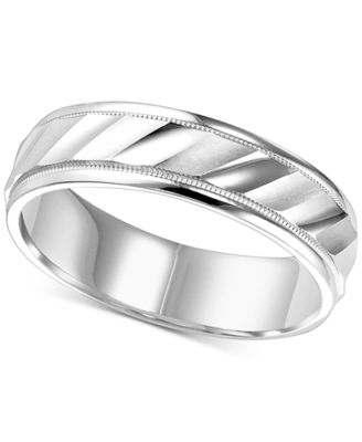 Macy's - Satin & Polished Milgrain Wedding Band in 14k White Gold