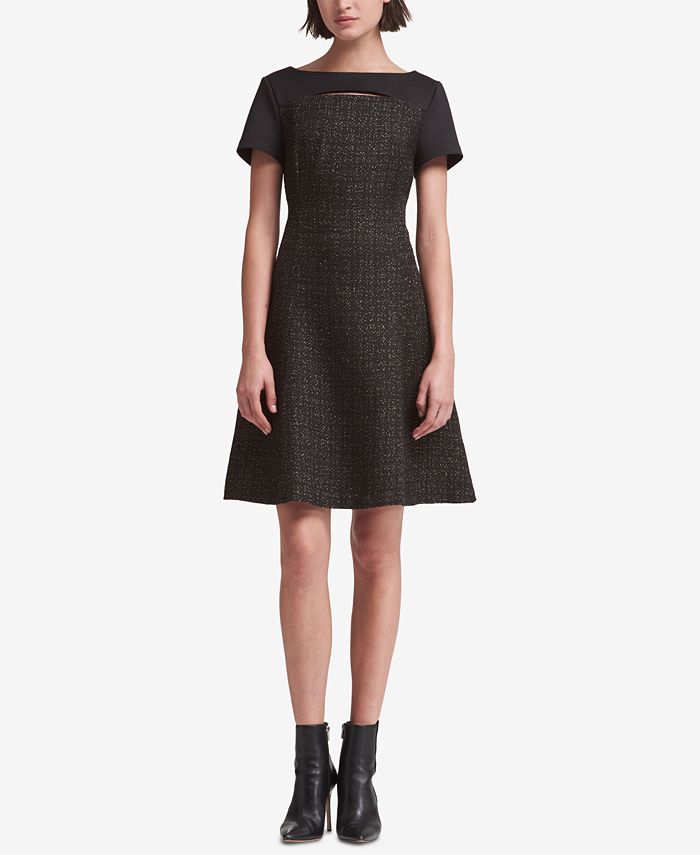DKNY MixedMedia Fit & Flare Dress Macy's