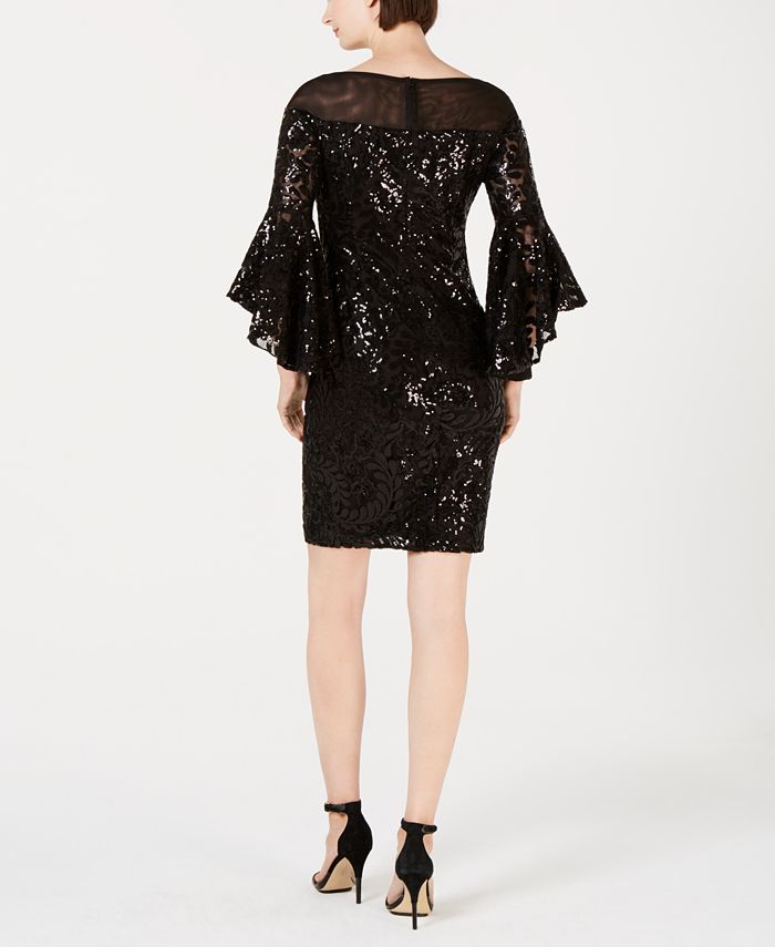 Calvin Klein Sequin Bell-Sleeve Sheath Dress - Macy's