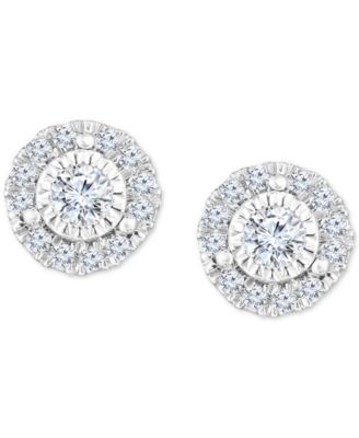Diamond Halo Stud Earrings 1 2 To 3 4 Ct. T.W. In 14k White Gold