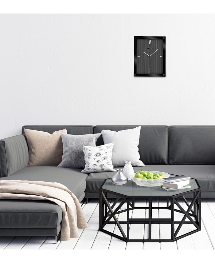 Citizen Gallery Black Glass Rectangular Wall Clock Macy's