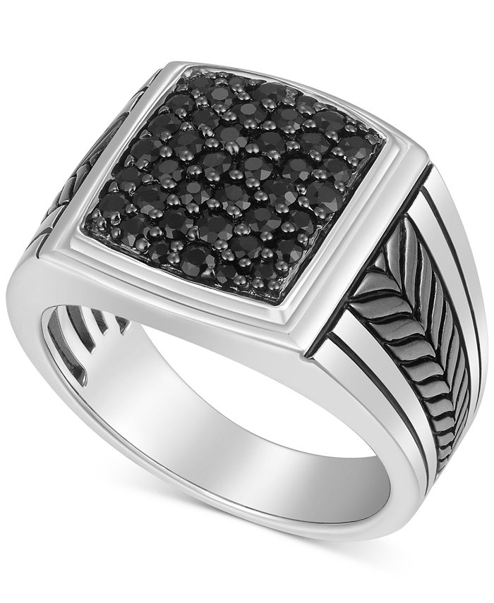 Macy's Men's Black Sapphire Ring (1-1/4 ct. t.w.) in Sterling Silver ...