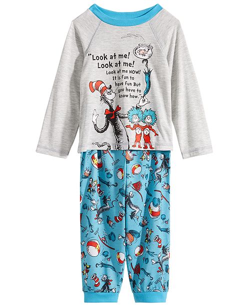 Dr Seuss Toddler Boys 2 Pc Cat In The Hat Pajama Set Reviews Pajamas Kids Macy S