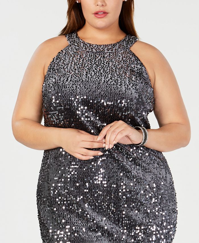 Nightway Plus Size Sequined Velvet Dress - Macy's