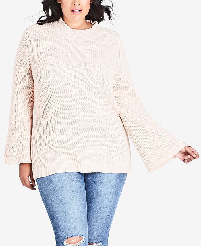 City Chic Plus Size Cross-Hatch Turtleneck Sweater - Macy's