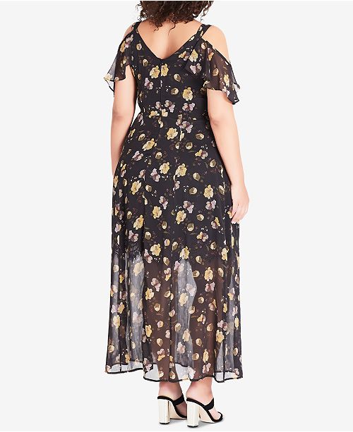 knee length dresses for ladies Steel Blue Floral Bennett Maxi Dress