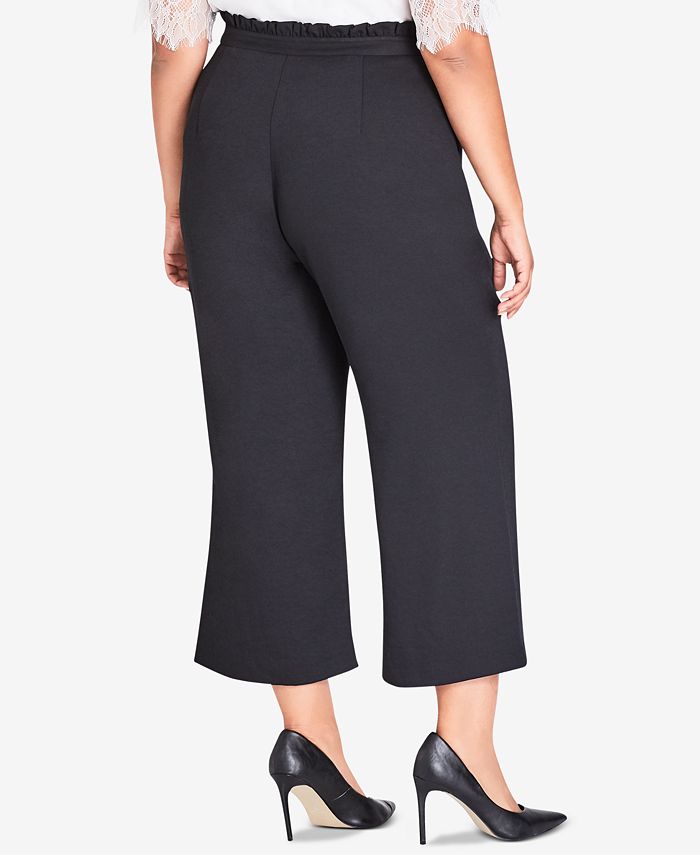 City Chic Trendy Plus Size Frilled Wide-Leg Pants - Macy's
