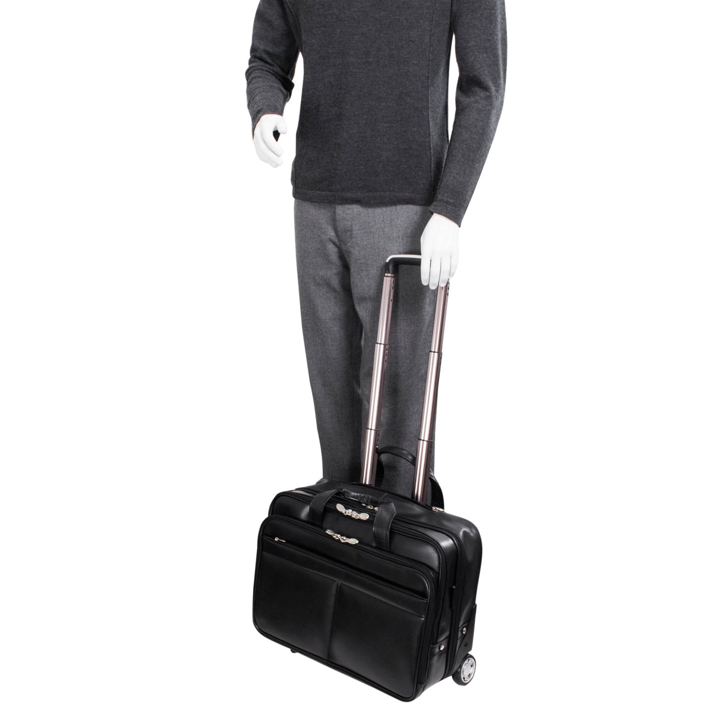 Сумка McKlein Bowery 15" Wheeled Laptop Briefcase, цвет: Чёрный — фото 14