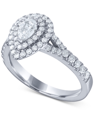 image of Diamond Pear Double Halo Engagement Ring (1 ct. t.w.) in 14k White Gold