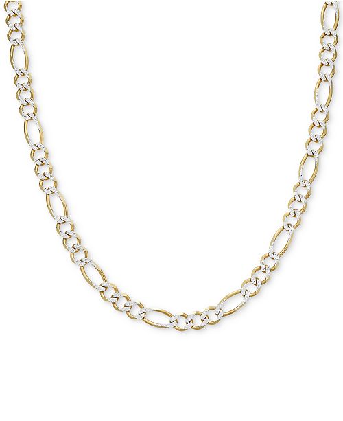 Macy S Men S Two Tone Figaro Link Chain 24 Necklace In Sterling Silver 14k Gold Plate Reviews Necklaces Jewelry Watches Macy S