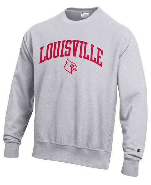 Champion Men's Louisville Cardinals Reverse Weave Crew Sweatshirt ...