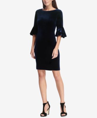 macy's blue velvet dress