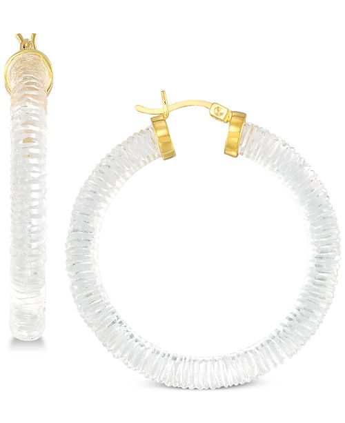 Simone I. Smith Lucite Textured Hoop Earrings in 18k Gold over Sterling Silver & Reviews ...