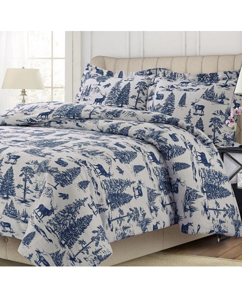 Tribeca Living Mountain Toile Cotton Flannel Printed Oversized