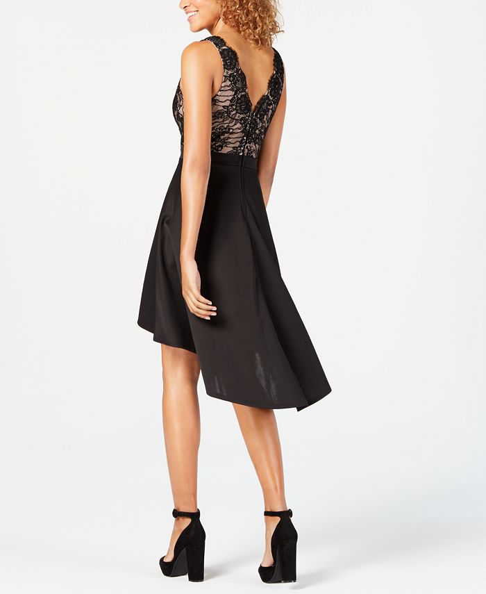 City Studios Juniors' Off-the-Shoulder High-Low Dress Black Size 16 W