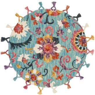 Remy RU-02 Sky/Berry 3' Round Area Rug - Macy's