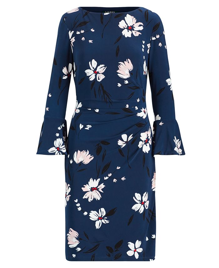 Lauren Ralph Lauren Petite Floral-Print Bell-Sleeve Dress - Macy's