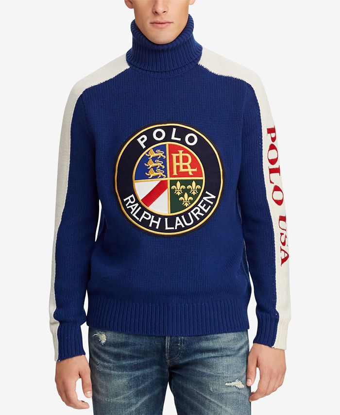 Polo Ralph Lauren Downhill Skier Men's Wool Graphic Turtleneck Sweater