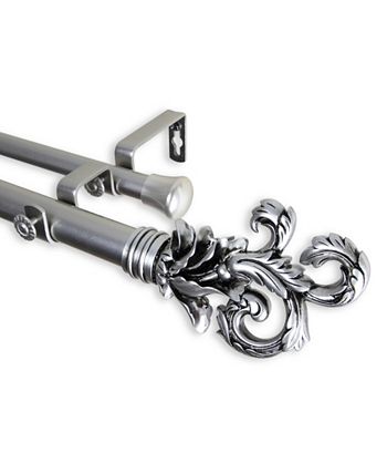 Rod Desyne - Plume Double Curtain Rod 1" OD 28-48 inch - Black