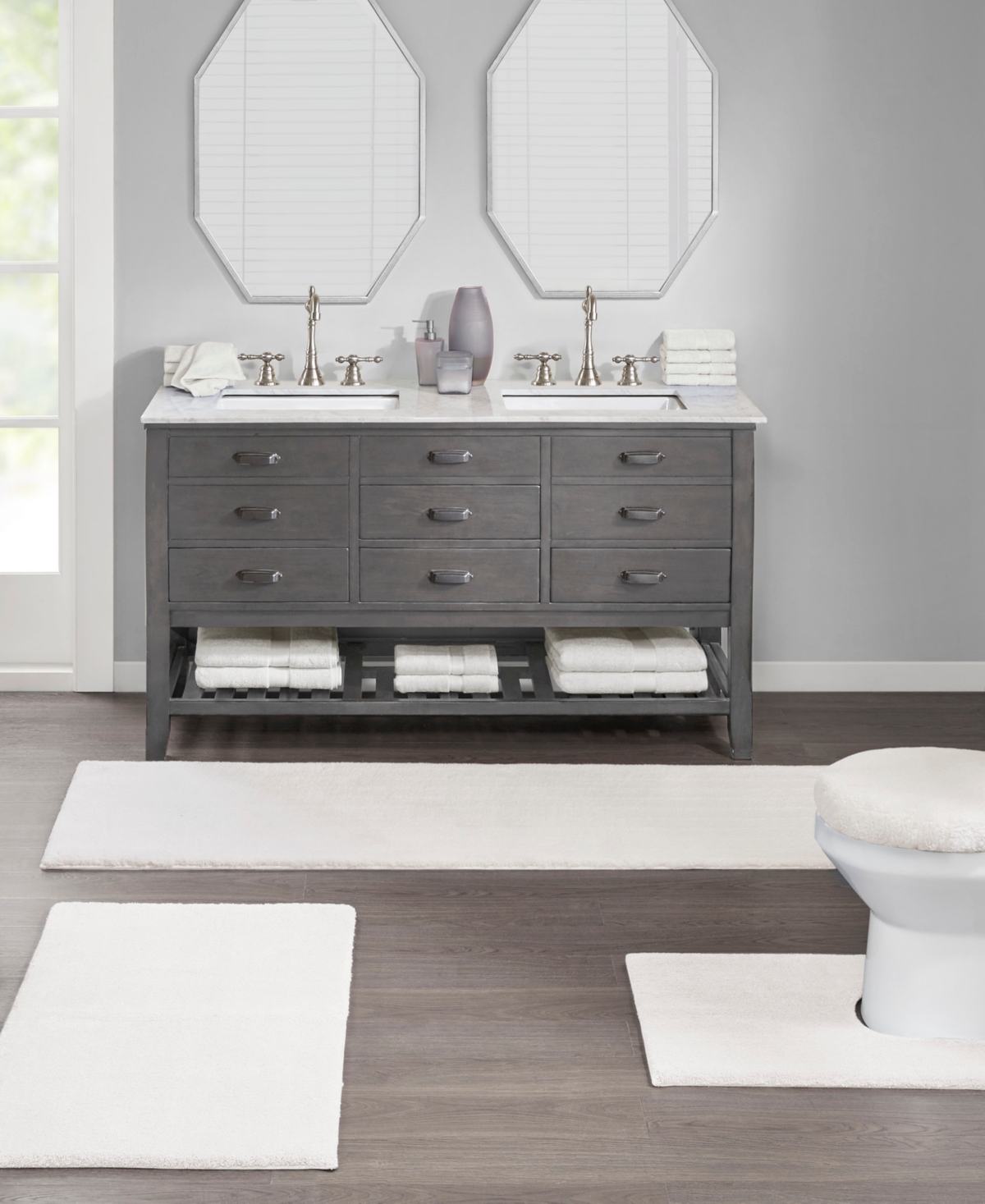 Madison Park Signature Marshmallow Contour Bath Rug, 20" X 24" In Neutral