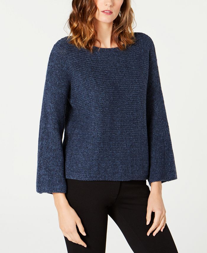 Eileen Fisher Textured-Knit Baby Alpaca Flared Sweater - Macy's