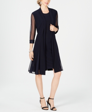 R & M Richards Embellished Dress & Duster Jacket
