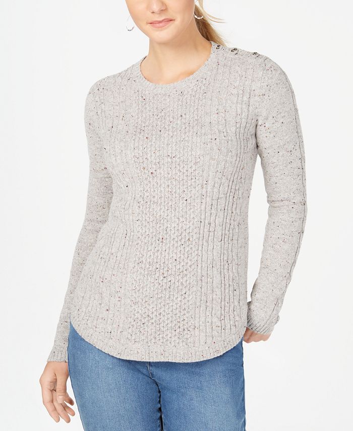 Charter Club Petite Cable-Knit Sweater, Created for Macy's - Macy's