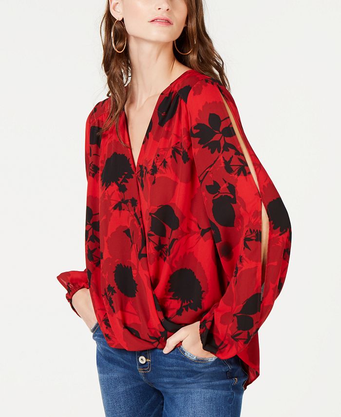 INC International Concepts I.N.C. Split-Sleeve Surplice Top, Created for Macy's - Macy's
