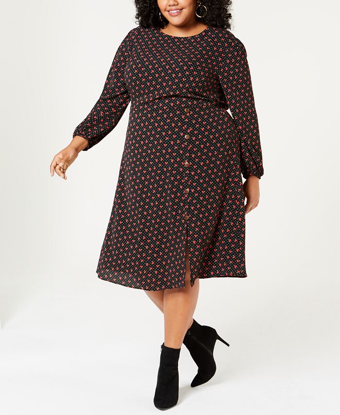 Monteau Trendy Plus Size Printed Dress - Macy's